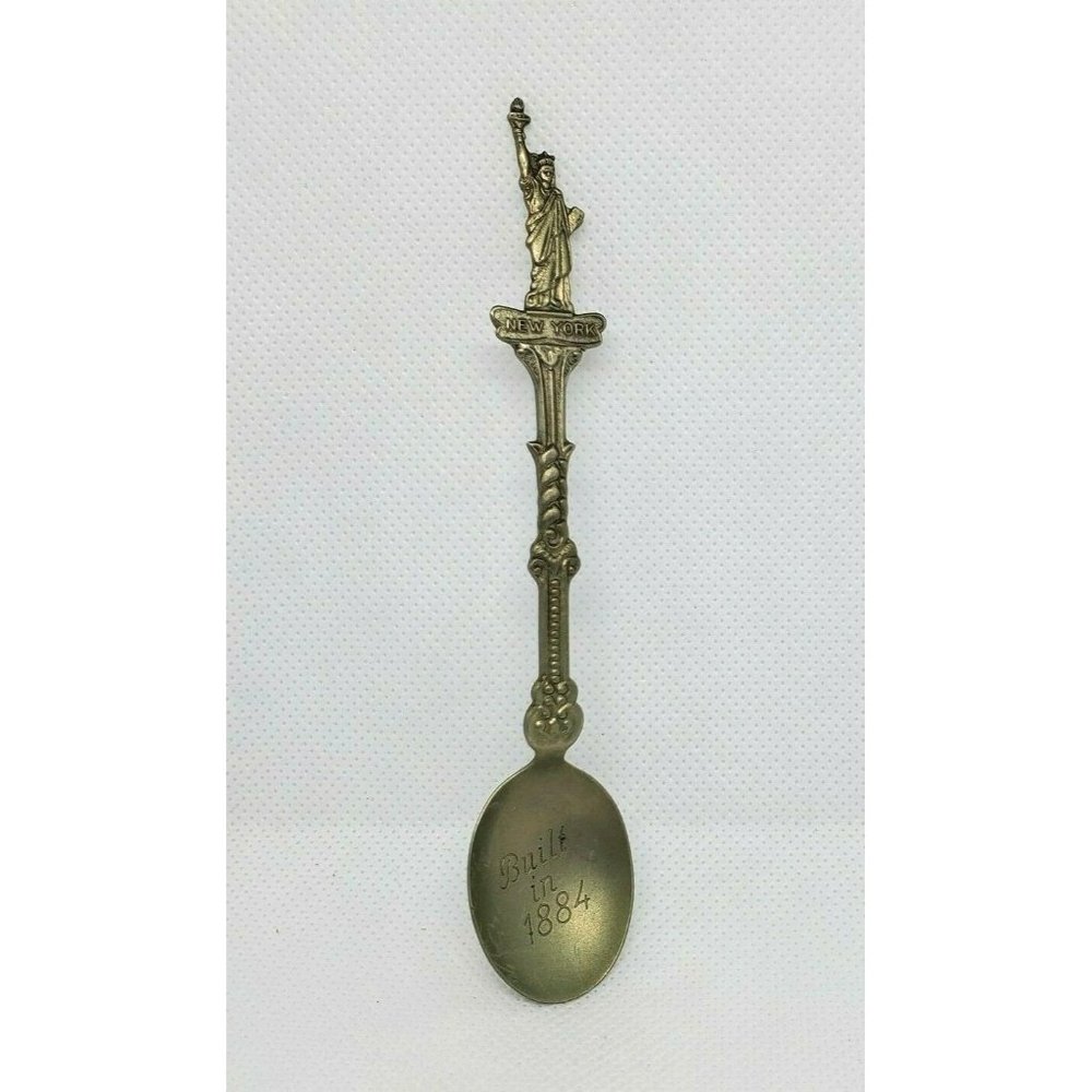 Holland Made New York Statue Of Liberty Embossed Pewter Built In 1884 Mini Spoon